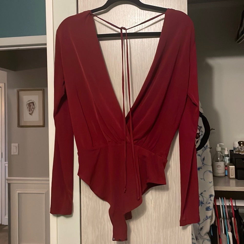 BCBGeneration Maroon long sleeve BodySuit